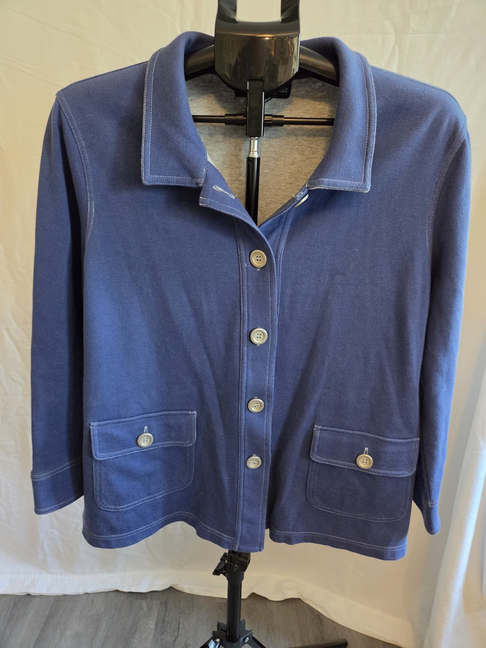 Monterey Bay Navy Button-Front Blazer Jacket